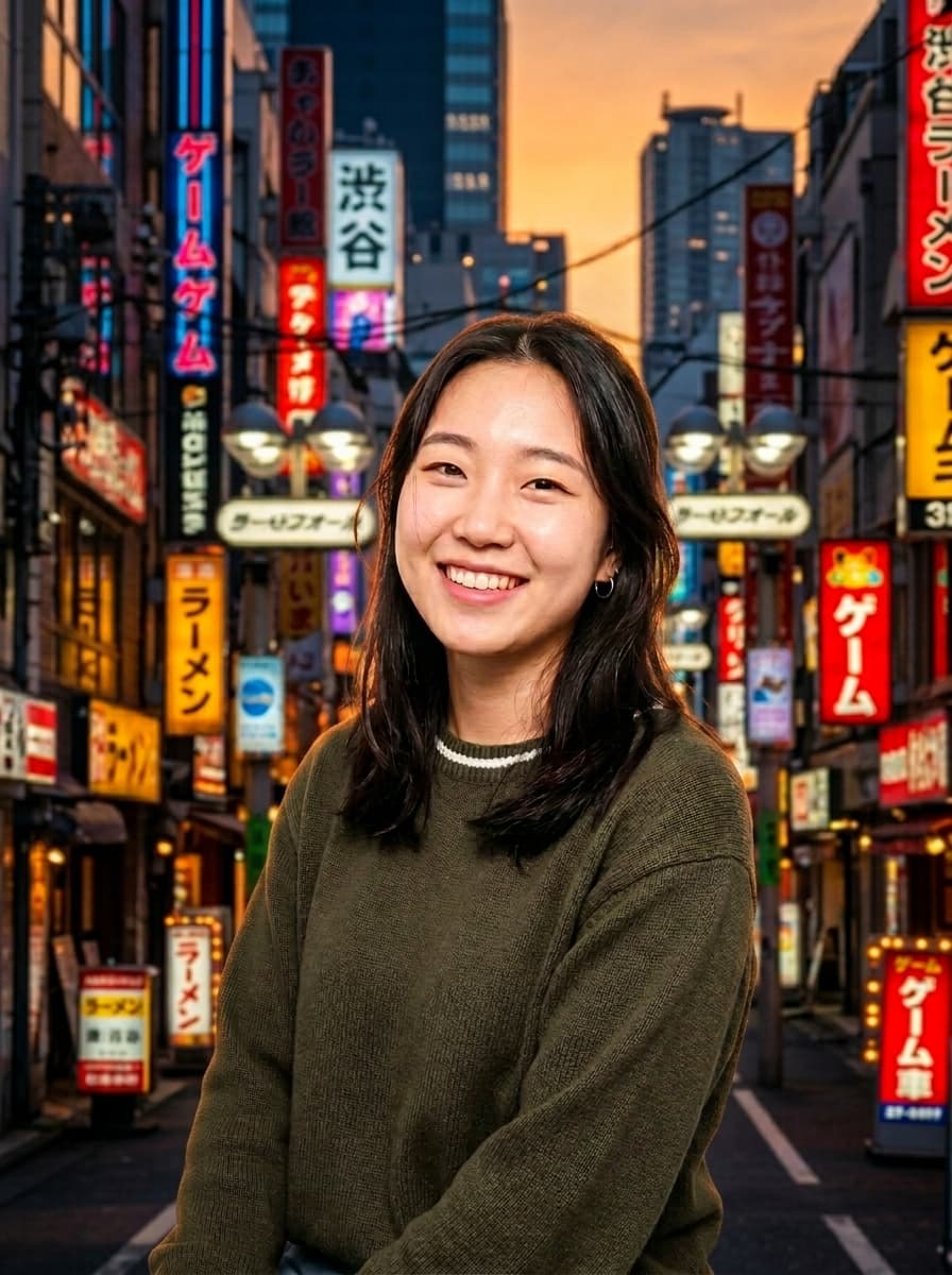 AI 배경 변환 결과 — 도쿄 거리